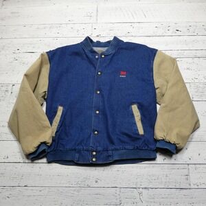 3M Eagan Minnesota Jacket Mens Large Blue Denim Bomber Snap Front Made in‎ USA